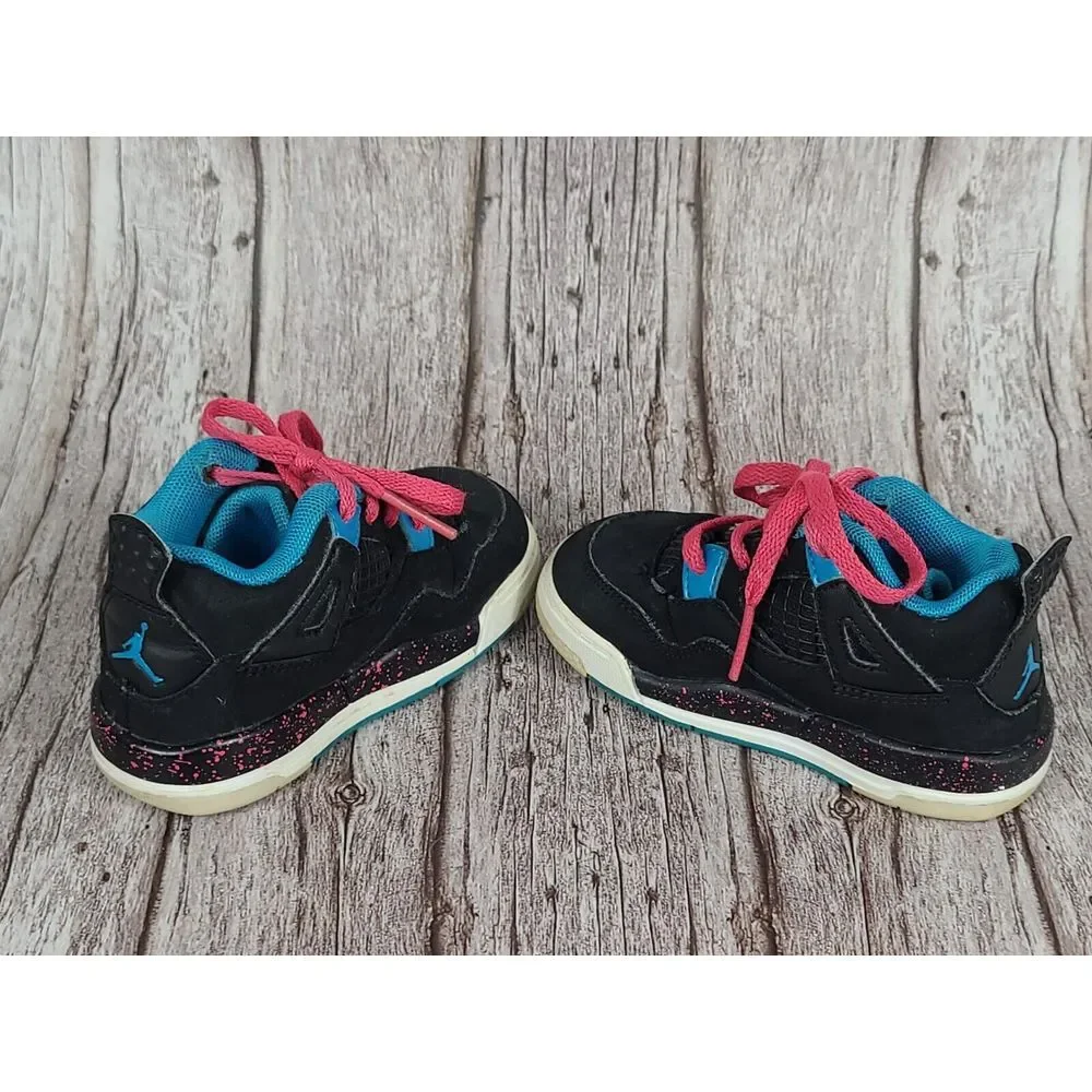 Nike Boys Air Jordan 4 308500-019 Black‎ Basketball Shoes Sneakers Size 6C